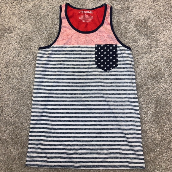 Fifth Sun Red & Gray Striped Tank top size S - Picture 2 of 6